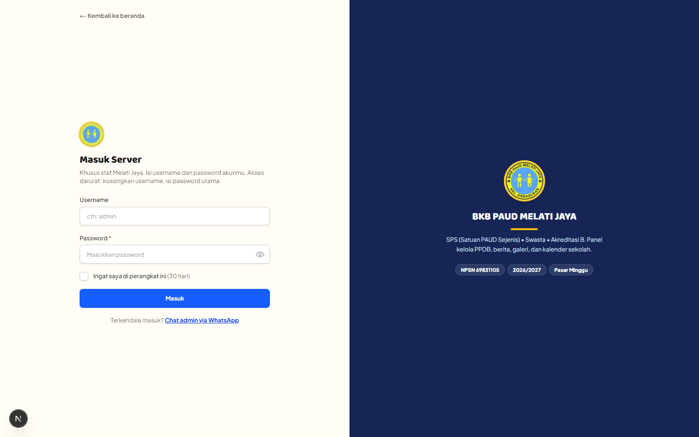 Panel Admin - Login Server